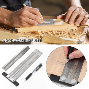 Multifunction Scale Ruler T-type Scale Hole Ruler High-precision Woodworking Scribing Mark Line DIY Carpenter Measuring Tool