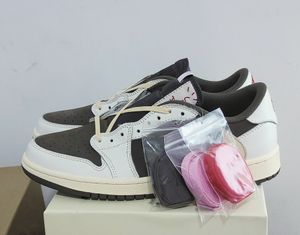 حذاء كرة السلة الموكا المنخفض TS Cactus Jack Suede 3M أحذية كرة السلة للرجال والنساء 1s شظايا عالية SP جاك دارك موكا أحذية رياضية مع صندوق غطاء بلاستيكي