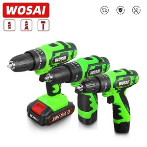 WOSAI 12V 16V 20V Impact Electric Skruvmejsel Sladdlös borr Impact Borrkraft Driver DC litiumjonbatteri 3/8-tums 2-växlad 201225