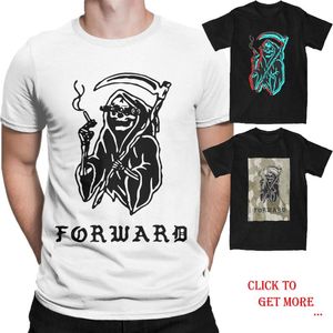 Camisetas masculinas Observações para a frente Grupo de camisetas homens homens puro algodão vintage Trechirt Crew pescoço Death Skeleton camiseta camiseta de manga curta