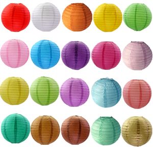 Colorful Paper Lanterns 6/8/10/12/14/16 inches Chinese Hanging Paper Lantern Wedding Festival Party Decorations