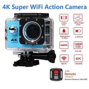 Wholesale Ultra HD 4K 30fps Action Camera 30m waterproof 2.0' Screen 1080P 16MP Remote Control Sport Wifi Camera extreme HD Helmet Camc276M