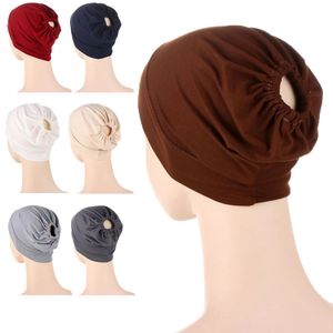 Donne musulmane Underscarf Hijab Islamico Copricapo Cancro Perdita di capelli Protezione interna Cappello Arabo Cofano Berretti Chemio Turbante Copertura Colore solido