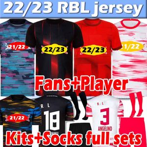 2022 RBL voetbalshirts Leipziges Fans Player Versie Poulsen Forsberg Bundesliga Sabitzer Camisetas de futbol Men Kids Kit Socks Full Sets voetbalshirt