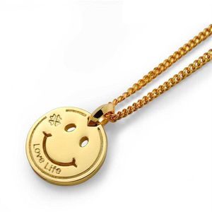 Charm Fashion Men Women Smiling Face Pendant Necklaces Design 70cm Long Chain Love Life Jewelry Mens Necklace Gift222P