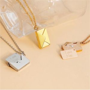 Love Letter Envelope Pendant Necklace Anpassad rostfritt stål smycken Confession Love You for Valentine Day Mother Day Gift GC1294