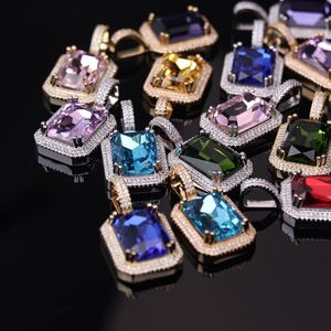 New designer colored gemstone pendant gold and silver twisted chain necklace men and women creative personality hip-hop public favorite jewelry wholesale with box