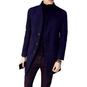 يمزج الصوف للرجال الخريف والرياح الشتوية X-Long Slim Coat Coat Man M-5XL T220810