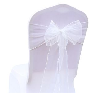 50pcs Organza Cadeira Sashes Bows Decoração de casamento para capa Decorações de praia de eventos de festa 18cm x 275cm 220514