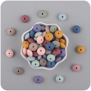 Succhietti per perline piatte distanziatori da 12 mm Fai da te creativi Placare perline in silicone per bambini Colore misto Molari per bambini Accessorio per giocattoli