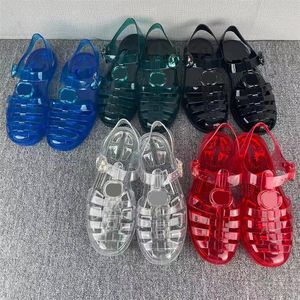 Designer Sandaler Jelly Sandal Transparenta tofflor Kvinnor Mini Double G Sandaler Toppkvalitet Flat Buckle Rubber Shoes Flip Flops With Box