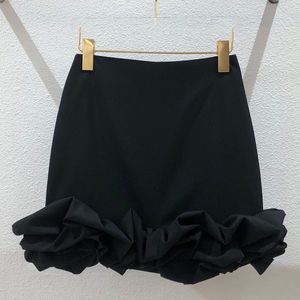 新しい韓国のファッション女性用ソリッドカラーハイウエストかわいいドラップされた短いミニペタルスカートプラスサイズsmlxl