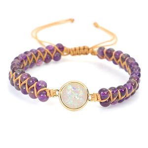 Natural Stone Opal Charm Bracelets For Women Handmade Garnet Beads String Braided Bracelets Yoga Jewelry