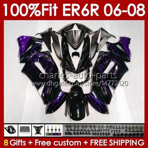 OEMフェアリングスキットninja ER6 650 R ER 6 F 650R ER6F 06 07 08 BODY 139NO.62 650-R ER 6F ER-6F 2006 2007 2008 650R-ER6F 06-08注入型ボディワークパープルフレーム