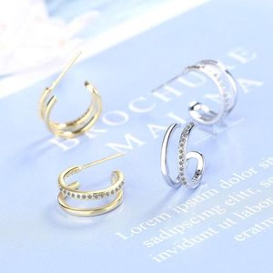 Stud Luxurious 925 STERLING Gümüş Küpe Kadın Mücevherleri Zirkon Yarı Direktif Küpe Lady Engagement Accessoriesstud