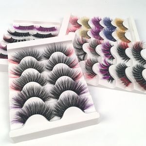 Curly Bessy Gruby 3D Mink Włosy Fałszywe Rzęsy 5 Pary Zestaw Miękkie Światło Wielokrotnego użytku Ręcznie Made Multilayer Fake Lashes Extensions Łatwe noszenie 4 modeli DHL