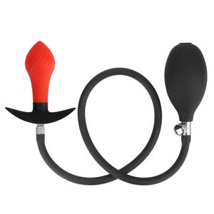 Inflated Anal Plug Dilator Silicone Dildo Pump Women Vaginal Prostate Massage G-spot Clit Stimulator Built-in Steel Ball Beauty Items