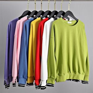 Teen Street Harajuku Hip Hop Sweatshirt Para Mulheres Mulheres Básicas Hoodies Primavera Autumn Color Solid Color Stripe Sweatshirt 201203