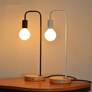 Table Lamps Nordic Wood Iron Lamp Bedroom Modern Led Desk Light Study Reading Bedside Home Fixture Design Abajur TLL-414Table