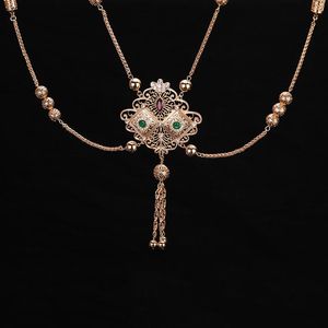 Belts Gold Color Moroccan Wedding Dress Chest Shoulder Link Chain For Women Caftan Back Jewelry Ethnic BijouxBelts