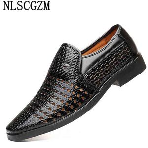 Suit Casual the Office Shut Skórz klasyczne mokasyny Men Business Sui Slip on Shoes Brown Dress Italiano Oxford For220513