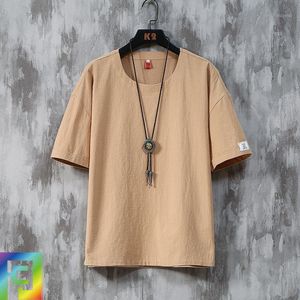 Camicie casual da uomo T-shirt in lino 2022 Stile cinese Tendenza Marea Marca Cotone manica corta Estate Mezza vestiti