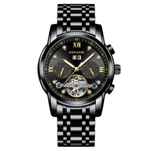 Diamond-inlaid tourbillon hollow out automatic mechanical watch waterproof men's watch explosion gift E8