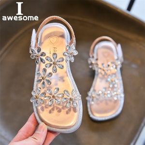 Summer Children Shoes For Girls Princess Flower Diamond Baby Sandals Kids Nonslip Sandalias 220701