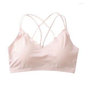 Bustiers Corsets Ice Silk Silk Versátil Cross Back Bra Wrap Strap Sexy Sports Sports Leisure Girl Underwear Womens Tube Tops Topsbustie