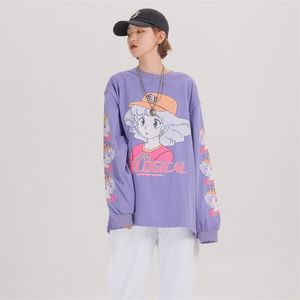 エクストリーム長袖原宿kawaii服特大日本の街路壁漫画Tシャツ女性かわいい服220321