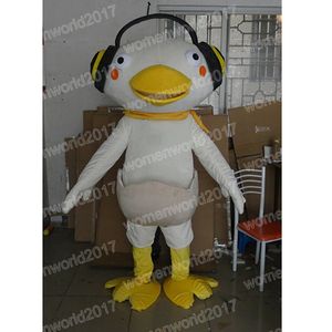 Costume da mascotte uccello bianco di Halloween Costume da personaggio dei cartoni animati di alta qualità Completo da adulto unisex Vestito da carnevale di Natale