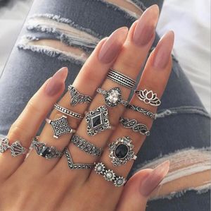 Böhmen Boho Retro Ring Set Vintage Türkis Silber Farbe für Frauen Schmuck Factoy Direct Hochzeitsgeschenk für Dame Frau