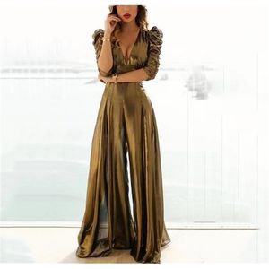 Yesexy 2020 Sexy Tiefem V-ausschnitt Halb Puff Sleeve Elegante Frauen Overalls Backless Mesh Strampler Frauen Overalls VR20223 T200701