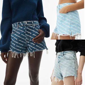 Denim shorts dames merk broek hyun ya wind trend klassiek volledig bedrukte letters zomer hoge kwaliteit casual taille