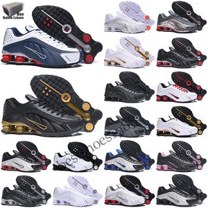 Nike Shox R4 최고 품질 블랙 메탈릭 망 트레이너 패션 스포츠 운동화 Neymar Og coset 붉은 레이서 블루 R4 남성 여성 운동화 40-46