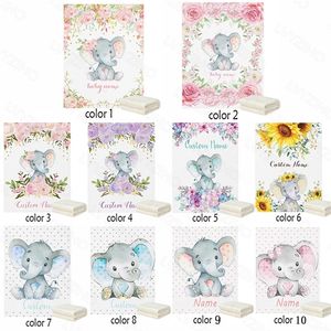 LVYZIHO Nome Personalizzato Chic Flower Elephant Baby Girl Boy Coperta30x4048x6060x80 Pollici Flanella Coperta in Pile 220627