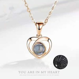 Photo Projective Pendant Necklace, The Memory of Love Nanotechnology Heart Shape Pendants Necklaces Girls' Gifts For Women MomWith Gift Box