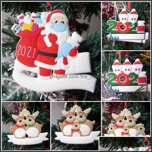 Party Decoration Santa Claus Elk Snowman Family Christmas Tree Ornament Gift For Mom Dad Kid Grandma 2021 Xmas Doorplate Pendant Drop Delive