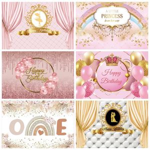 Principessa per Pografia Corona d'oro Tenda rosa Festa di compleanno Bambino Bambino Poster personalizzato Pozone Po Sfondo 220614