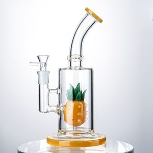 14mm Female Pineapple Hookahs Showerhed Perc Oil Rig N Holes Percolator Oil Dab Rigs Yellow Glass Bongs With Bowl WP2196