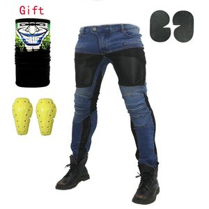 Odzież motocyklowa PK 719 Spodnie Moto Dżinsy Spodnie jazdy na Touring Motorbike Motocross Blue/Black Spodni z sprzętem ochronnym