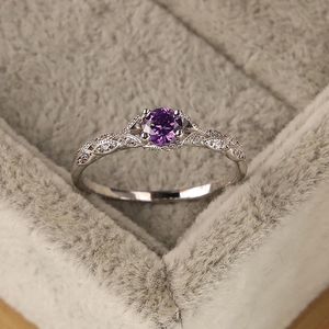 Cluster Rings 100% S925 Sterling Silver Amethyst Zircon Diamond For Women Sparkling Simple Stylish Wedding Fine Gemstone Ring Jewelry