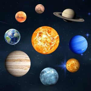 9Pcs Set 9 Planet Solar System Fluorescent Wall Stick the Universe Galaxy Children Room Bedroom Luminous Stickers 220607