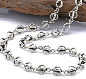 Łańcuchy czyste srebrne 7 mm mały łańcuch Lanter Link Naszyjnik Sterling 925 Biżuterchains Sidn22