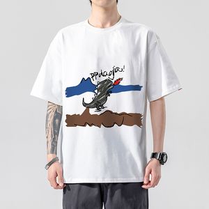 Loose Fit T Shirt Mężczyźni Nowe Koszulki męskie Drukowane Bawełniane Lato Krótki Rękaw O-Neck Tees Męski Moda Hip Hop T Shirts