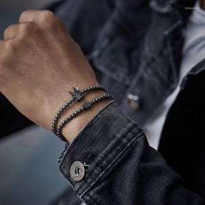 Charm Armband Simple Crown Cube Men Armband Set Classic 2st/ Justerbar flätad makramspärl för smycken GiftCharm INTE22