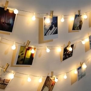 PO Collage Clips String Lights Wall Hanging Po Wall Starry Light Picture Card عرض ضوء لزفاف غرفة نوم الزفاف 201211