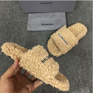 Women Summer Slippers Stylish comfortable lady casual flat Lamb hair flat Lettered embroidery simplicity female soft sole non slip versatile sandals G80309