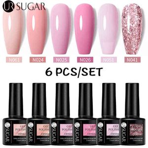 NXY Gel per unghie 6 pezzi Set di smalti per manicure Nails Art Design Pink Glitter Color Varnish Soak Off Semi Permanent Uv lak Kit 0328