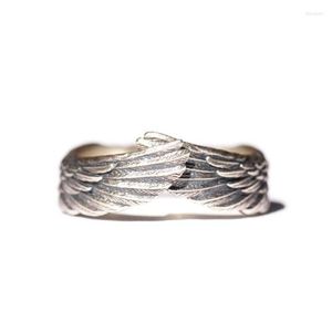 Wedding Rings Fashion Feather Wing For Men And Women Accessories Engagement Band Gift Silver Color Open Adjust Finger Rita22